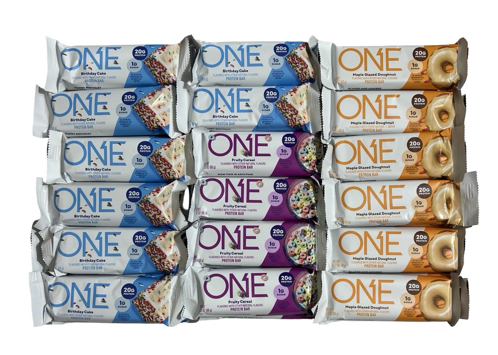 (52) ONE Bars ~ 3 Assorted Flavors ~ 20g Protein ~ Gluten Free ~ BB: 09/30/2026+