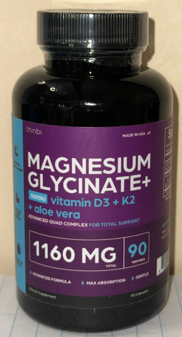 Thinbi Magnesium Glycinate+ – 1160mg – 90 count -05/2028