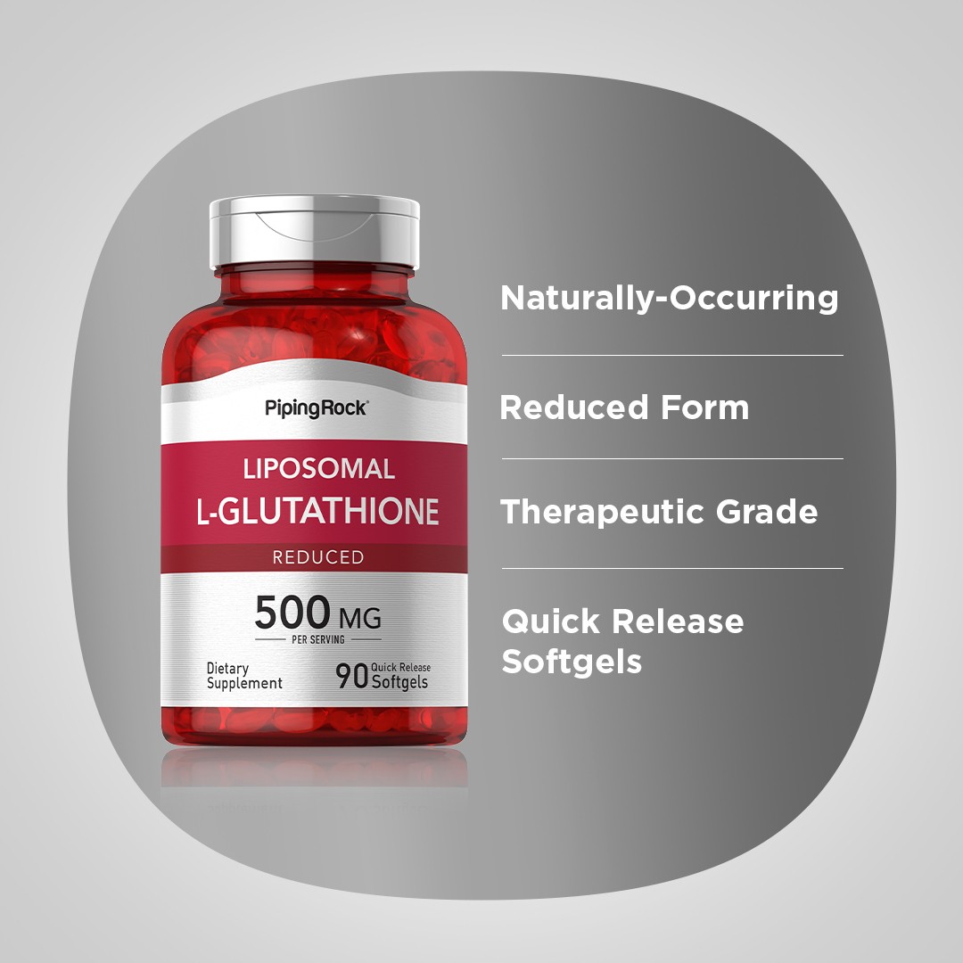 Liposomal Glutathione 500mg | 90 Softgels | Reduced Supplement | by Piping Rock