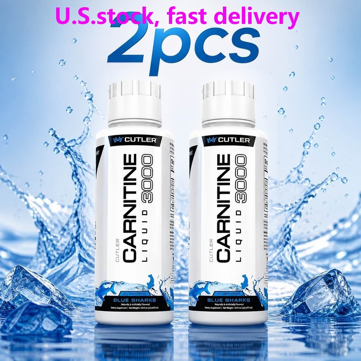 Cutler Nutrition Liquid Carnitine 3000mg Blue Sharks flavor SEALED