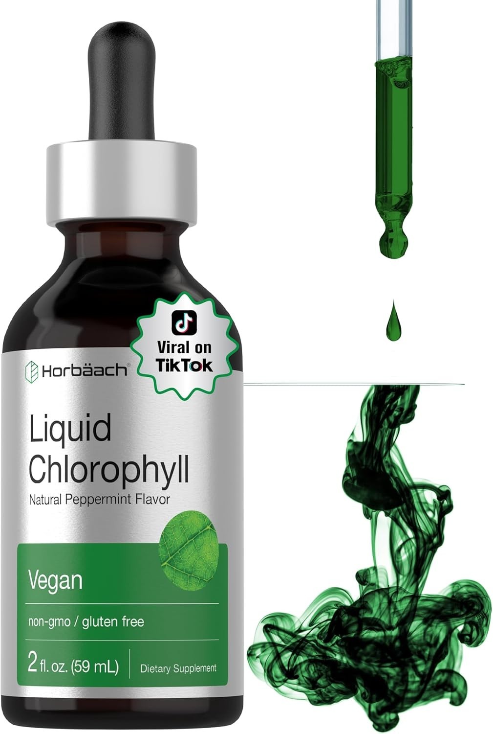 Natural Peppermint Liquid Chlorophyll – 2 fl oz, Non-GMO, Gluten-Free Supplement