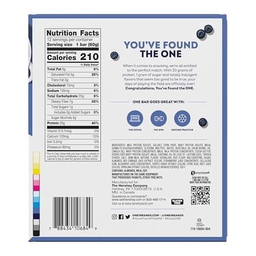 ONE Protein Bars, Blueberry 2.12 Ounce (Pack of 12), Cobbler