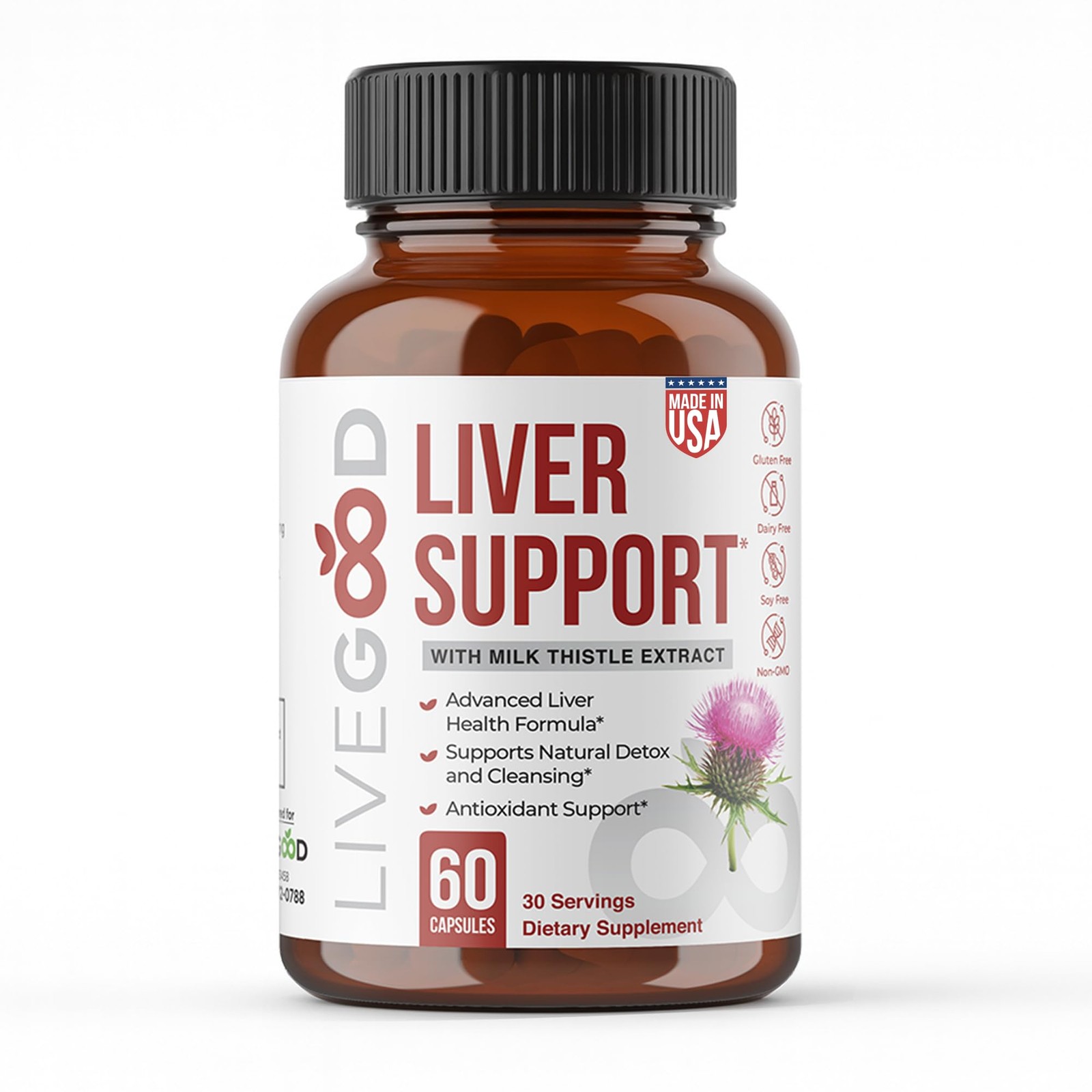 LIVEGOOD Liver Support Supplement with TUDCA & Ox Bile – 60 Count (Pack of 1)