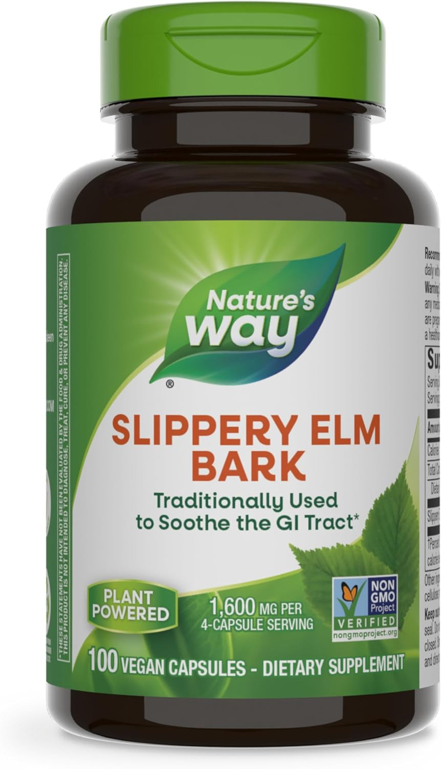 Slippery Elm Bark, Traditional Support to Soothe the GI Tract*, Vegan, 100 Capsu
