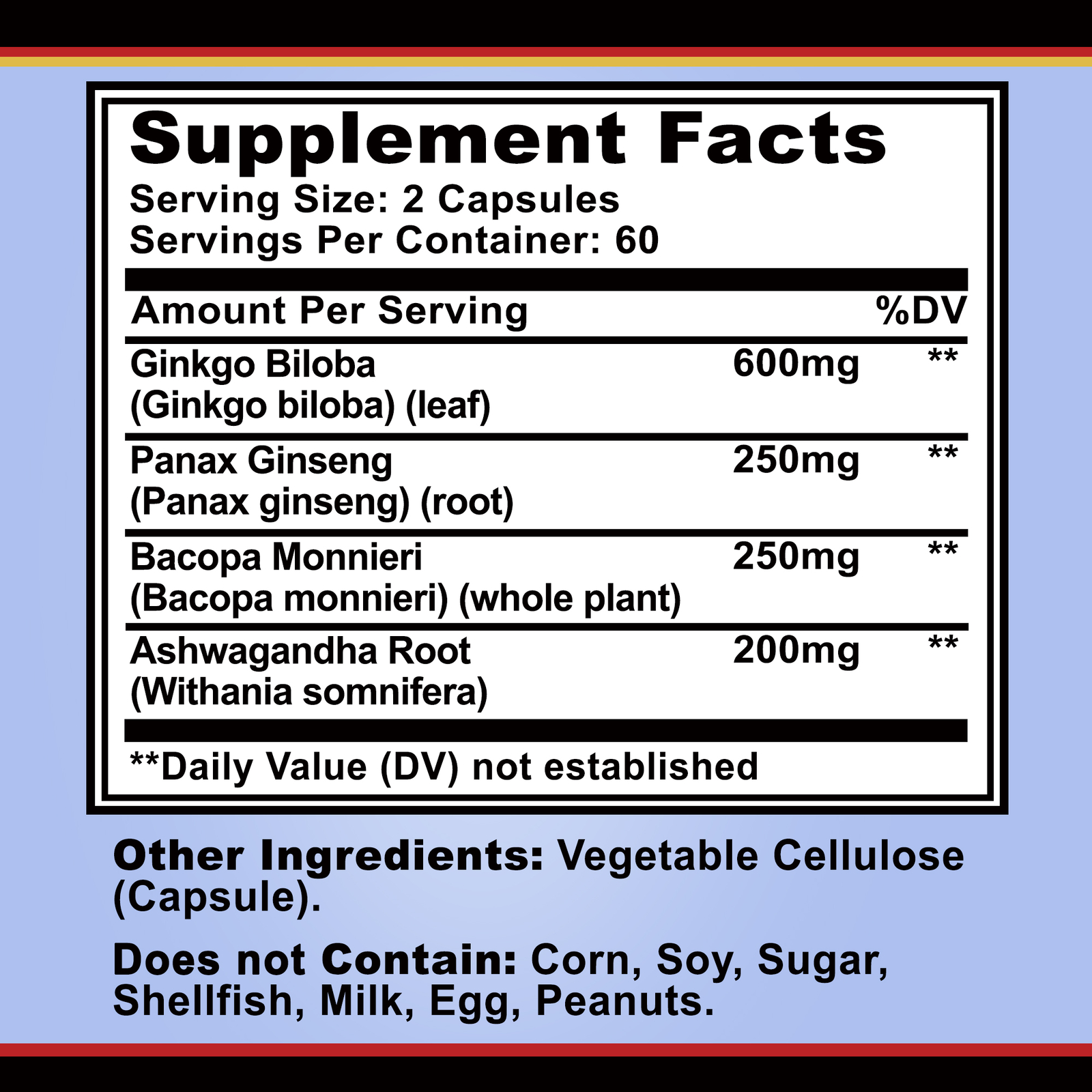 Brain Support – Ginkgo Biloba, Ginseng-Promotes Brain Health and Improves Memory
