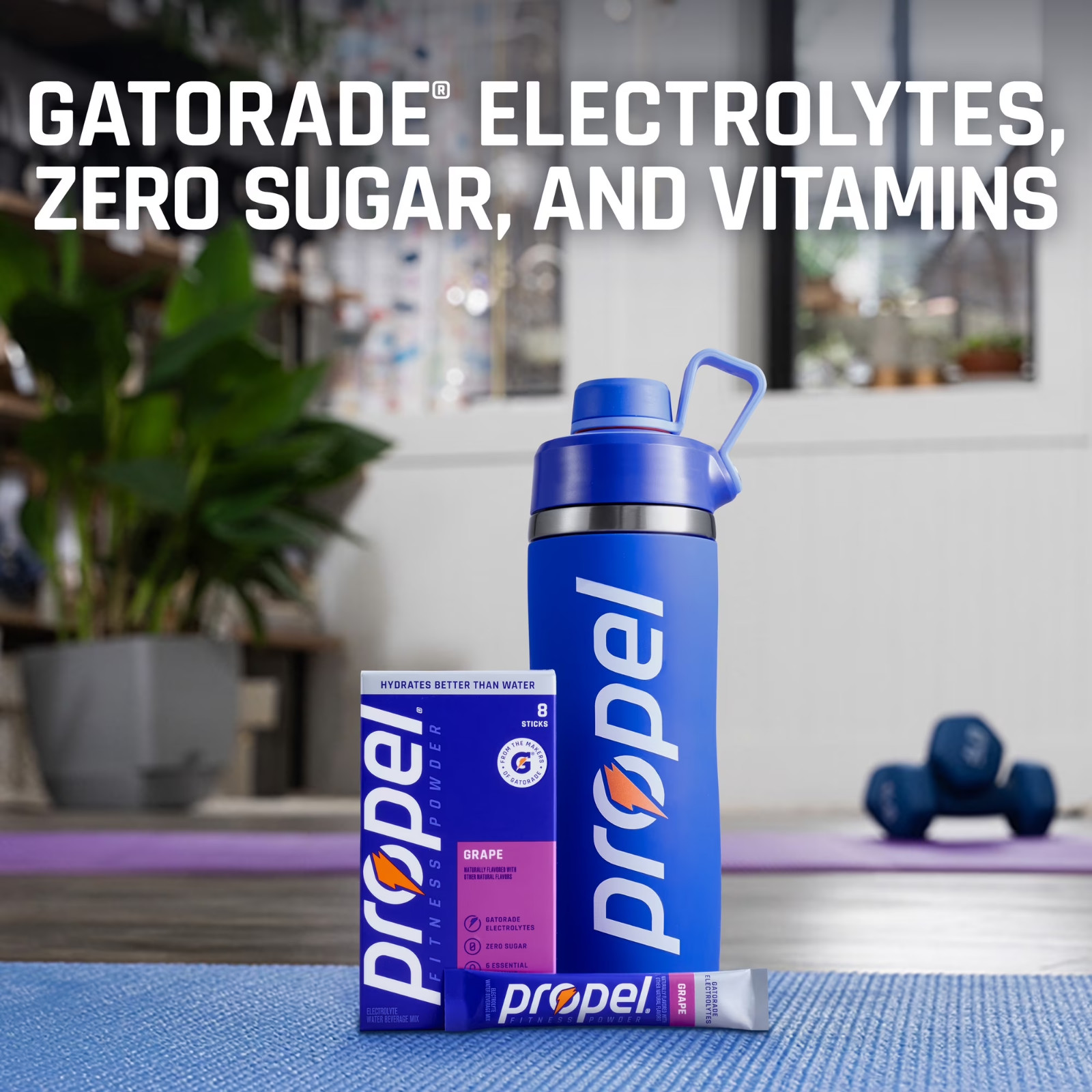 Propel Zero Sugar Berry Electrolyte Drink Mix Packets 8 Count 0.11 oz-free ship
