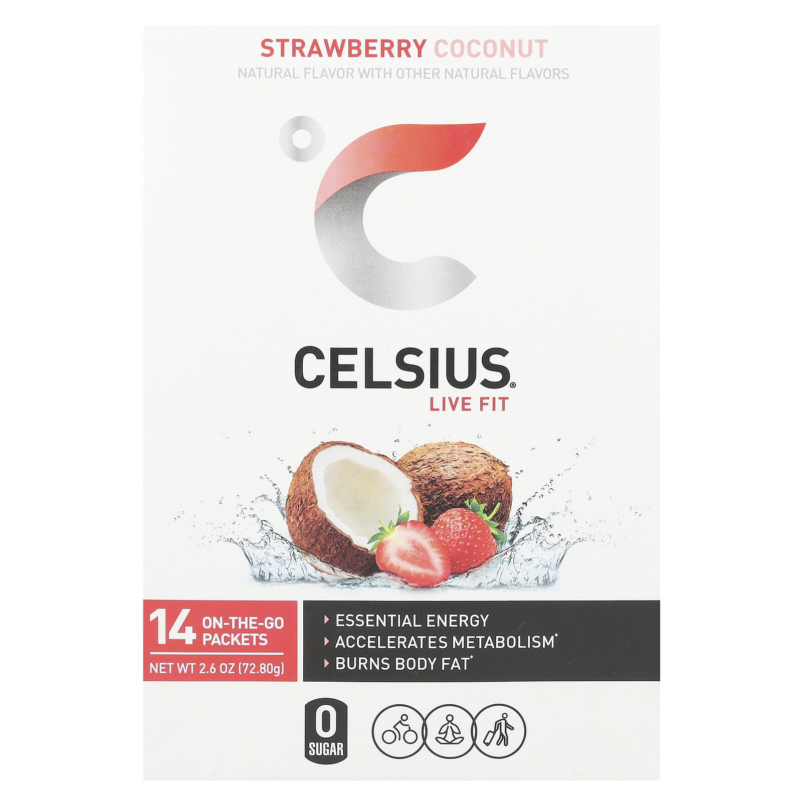 Live Fit, Strawberry Coconut, 14 On-The-Go Packets, 0.18 oz (5.2 g) Each