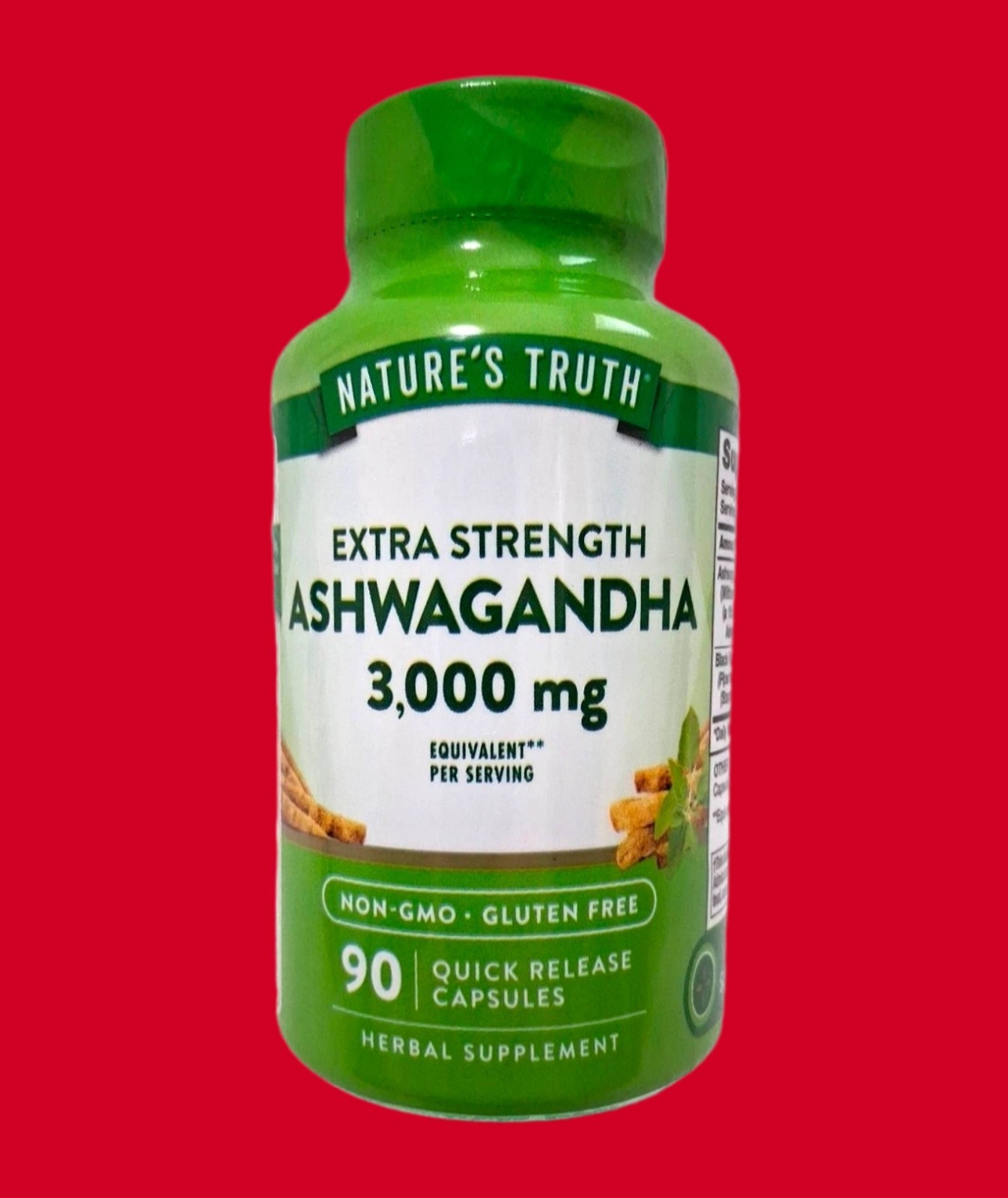 Ashwagandha Capsules 3000mg 90 Count Non-GMO by Nature’s Truth