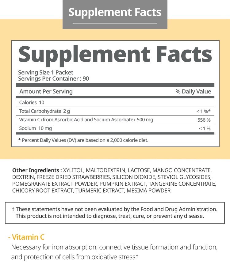 ATOMY Color Food VITAMIN C 500mg Health Supplement 90 Sticks x 2g*****CERTIFIED