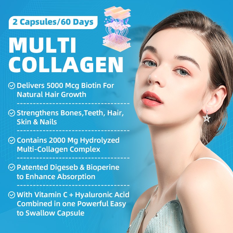 Multi Collagen Type I, II, III, V, X with Hyaluronic Acid Vitamin C Joint Health