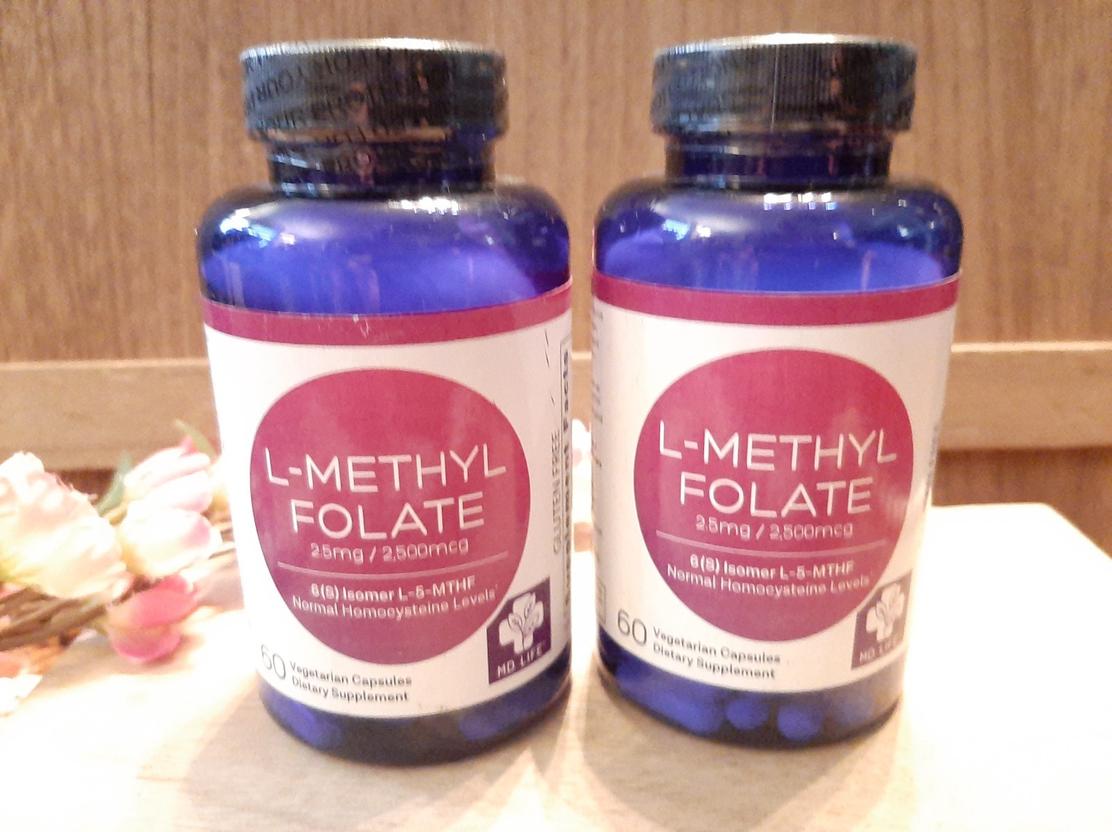 2 Bottles MD Life l-methylfolate 2.5mg 60 Capsules Per Bottle 7/2026