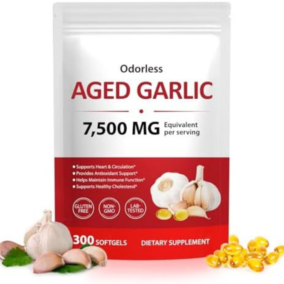 Aged Garlic Extract 7500mg 300 Count – Odorless Capsules Heart Immune Support