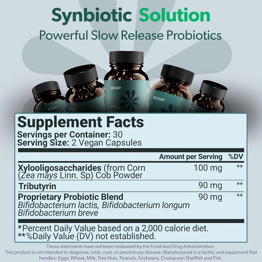 BIOMA Probiotics Digestive Health Gut Support 60 Capsules 1-3 Pack