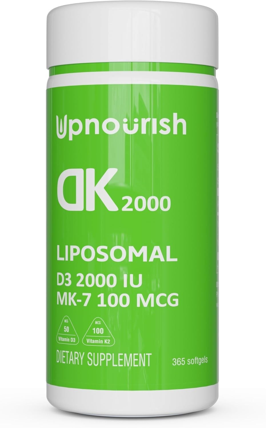 UpNourish Liposomal Vitamin D3 K2 2000 IU with K2 MK-7 100 mcg – 365 Vitamin