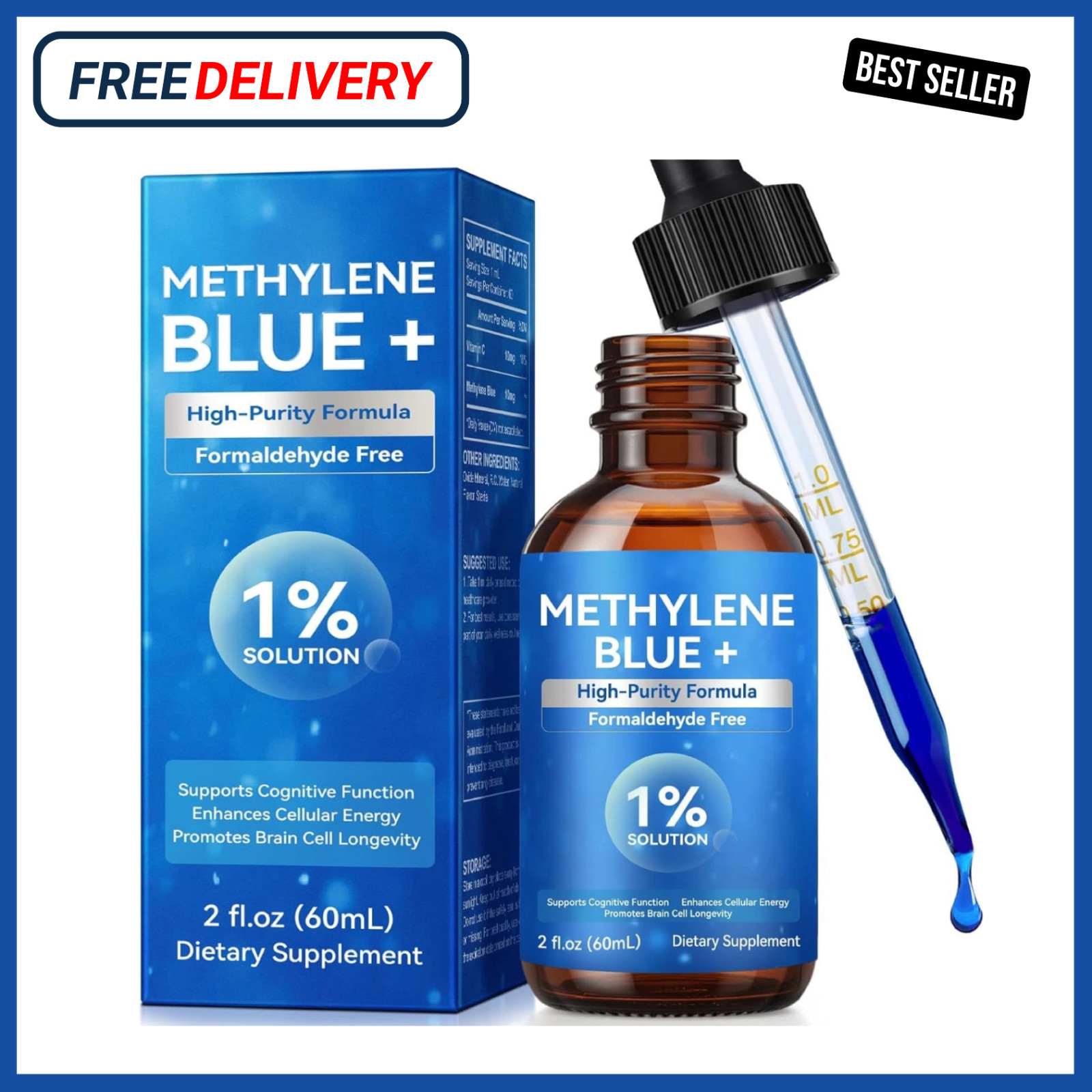 Blue Supplement – Pharmaceutical Grade, 2 FL OZ, 1% USP Grade, Liquid