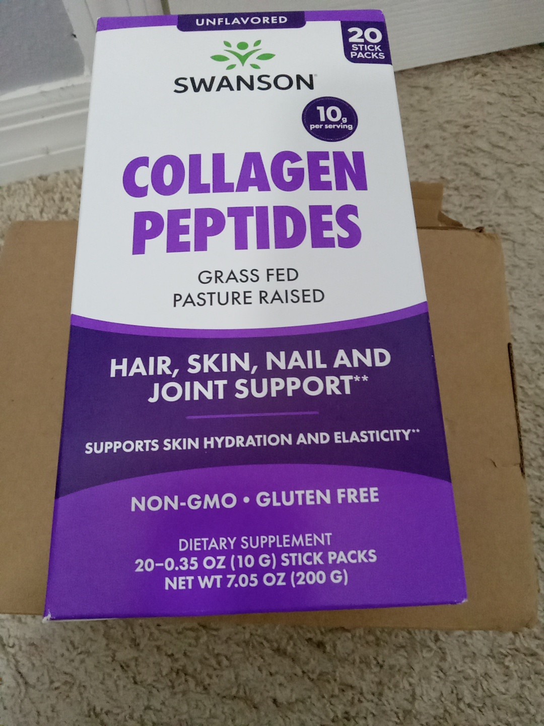 New Swanson Collagen Peptides, Qty 20 packs, 2 boxes. Boxes dented some by USPS