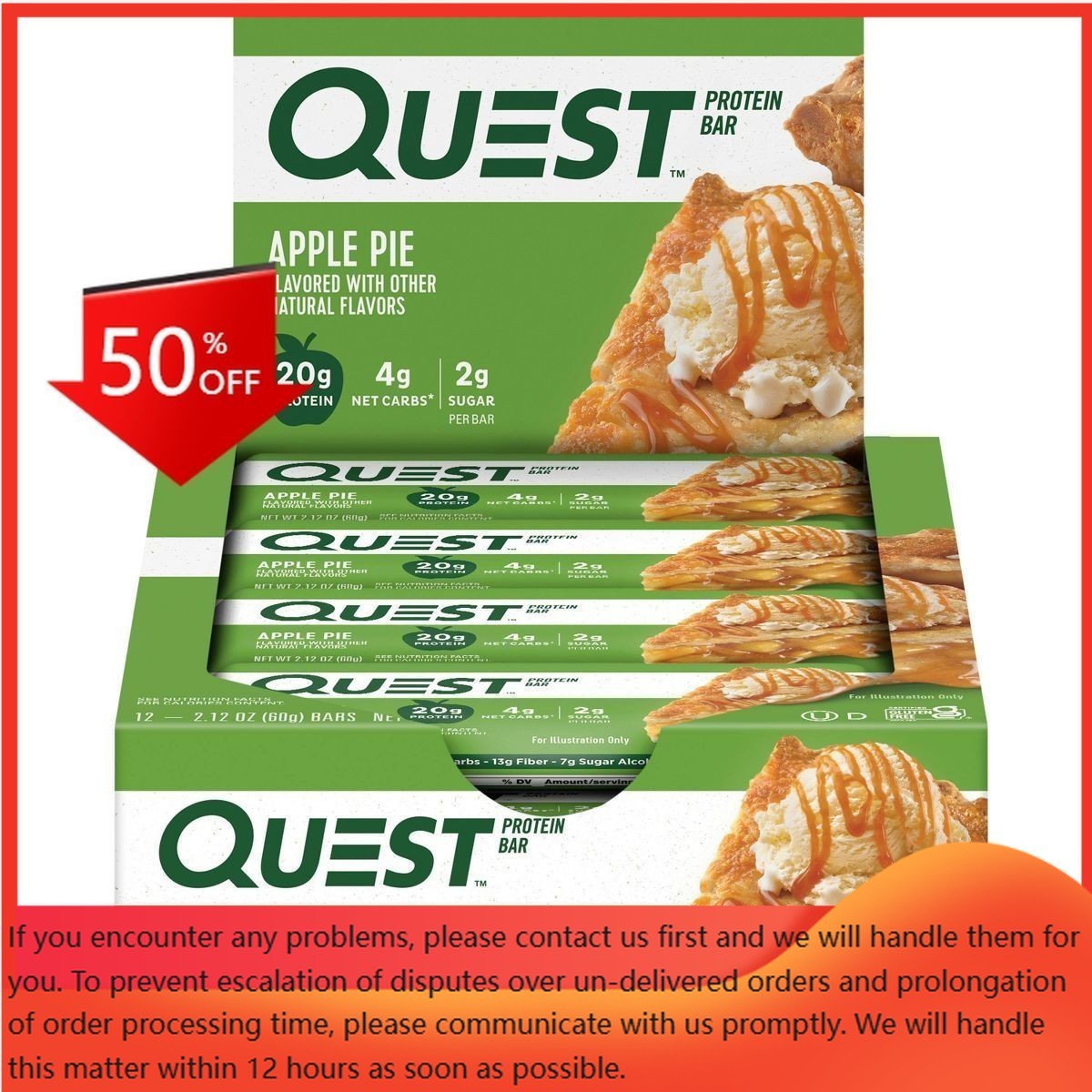 Quest Nutrition Protein Bar – Apple Pie – 12ct: 20g Protein, Chewy, Ready to Eat