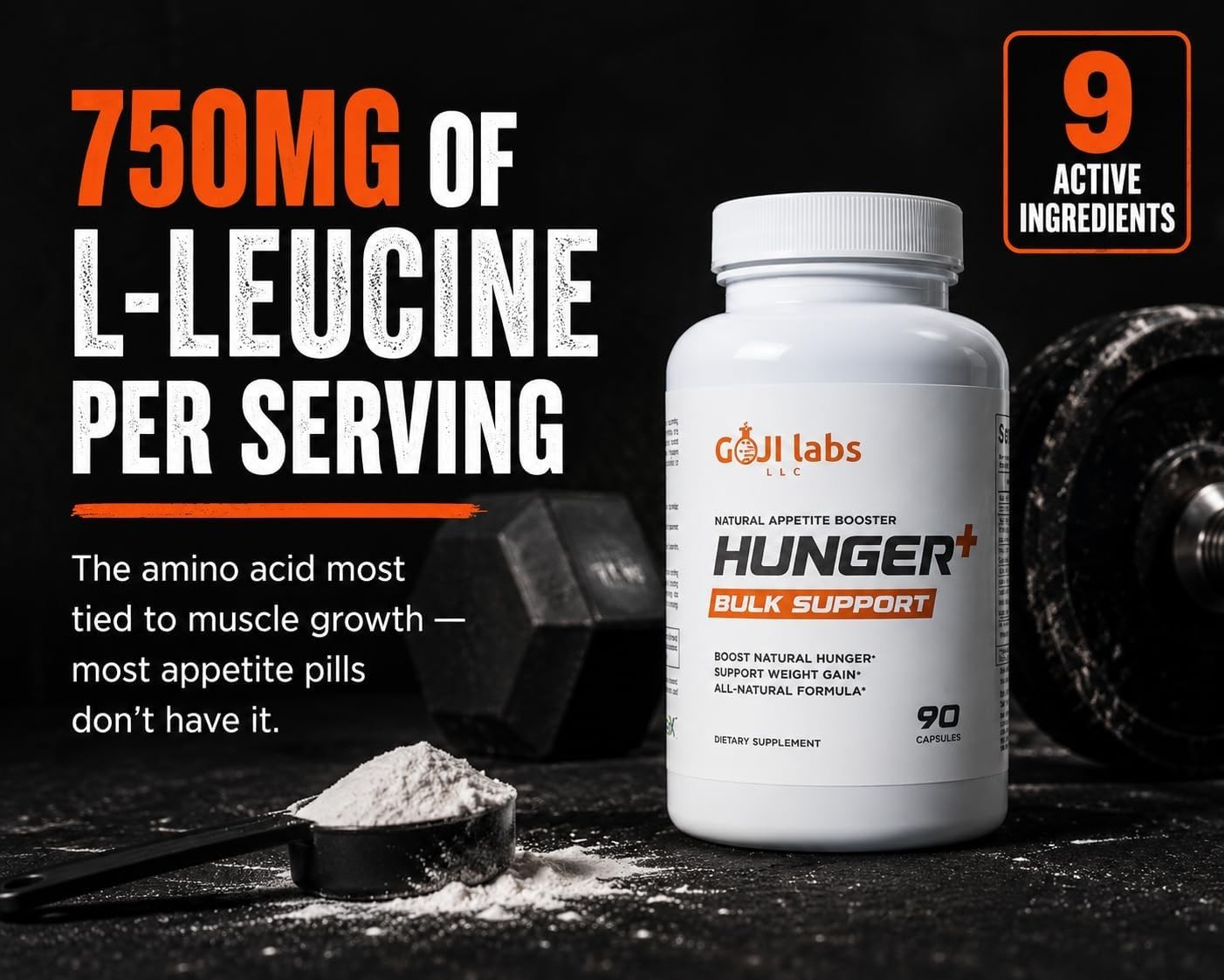 Hunger Bulk Support Appetite Booster L-Leucine + SA3X for Men & Women Made in US