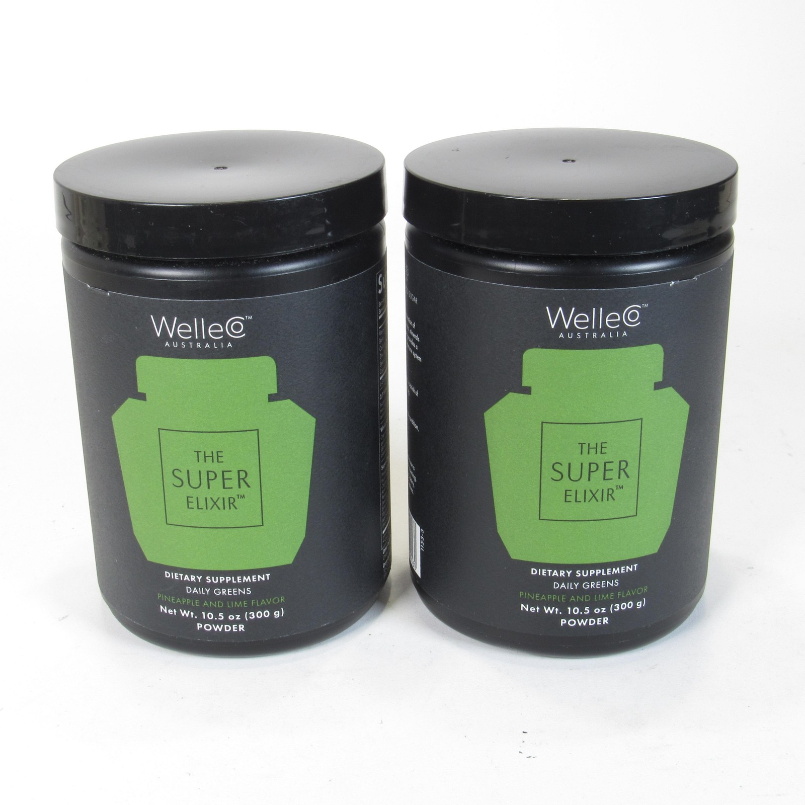 WelleCo Super Elixir Daily Greens Powder 10.5oz Pineapple Lime Vegan 2pk