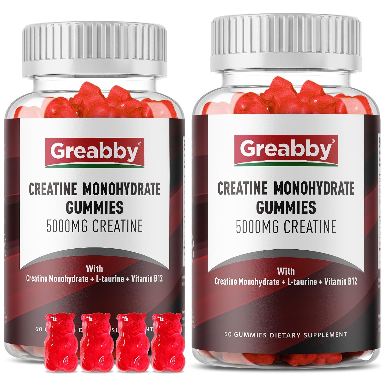 Creatine Monohydrate Gummies – 5g Creatine Monohydrate with L-Taurine, B12, M…