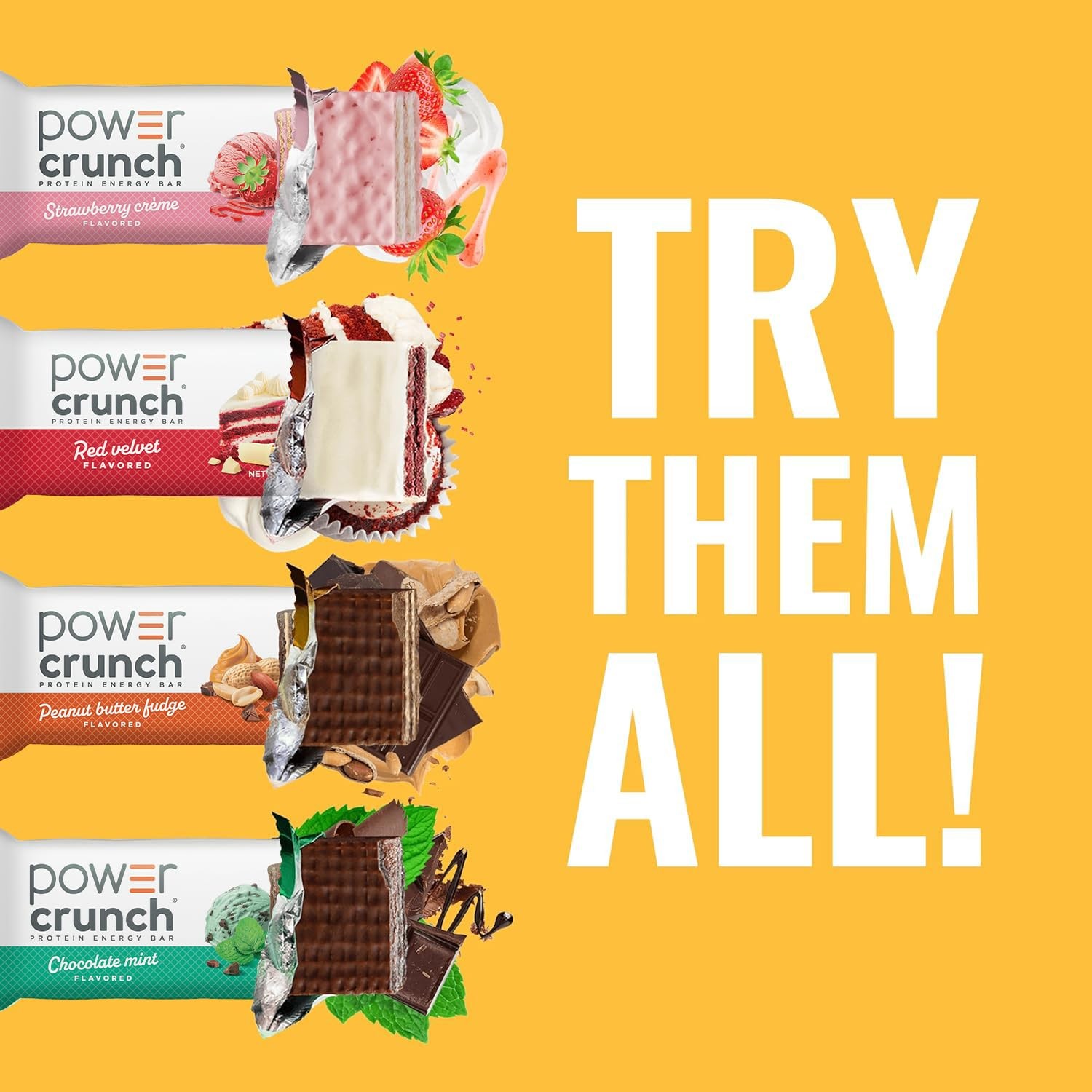 Power Crunch Protein Wafer Bars High Protein Snacks Triple Chocolate, 1.4oz 12ct