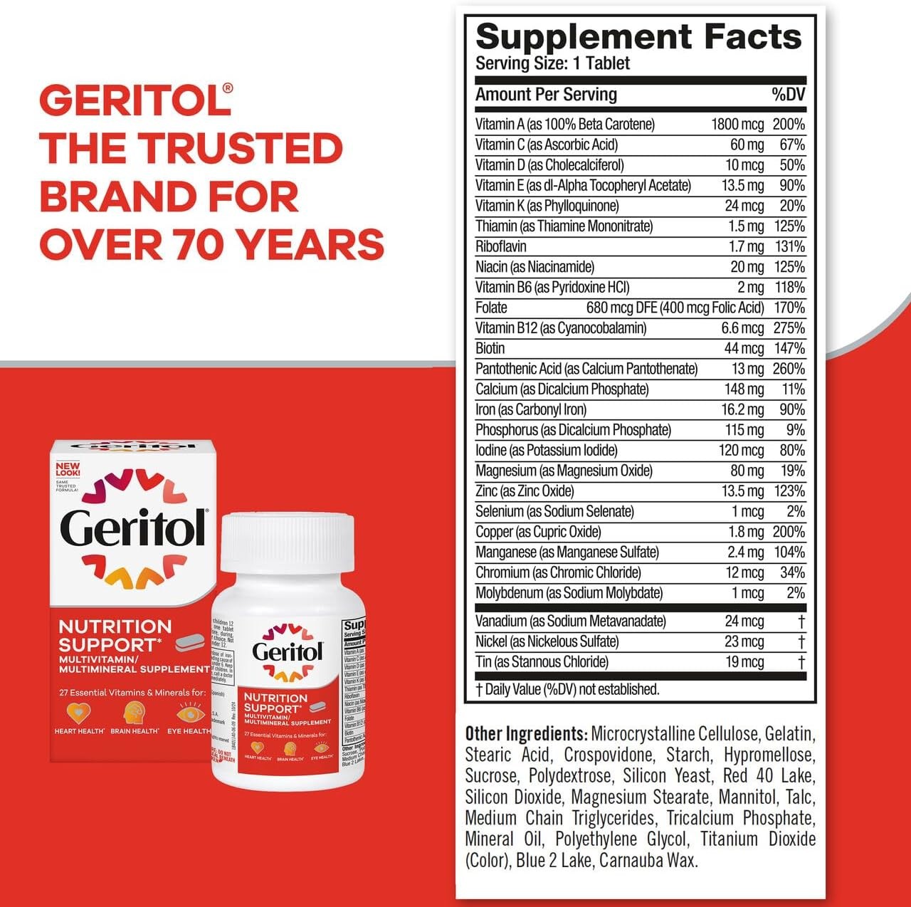 Geritol, Multivitamin Supplement, Contains B-Vitamins, Antioxidants – 40 Tablets