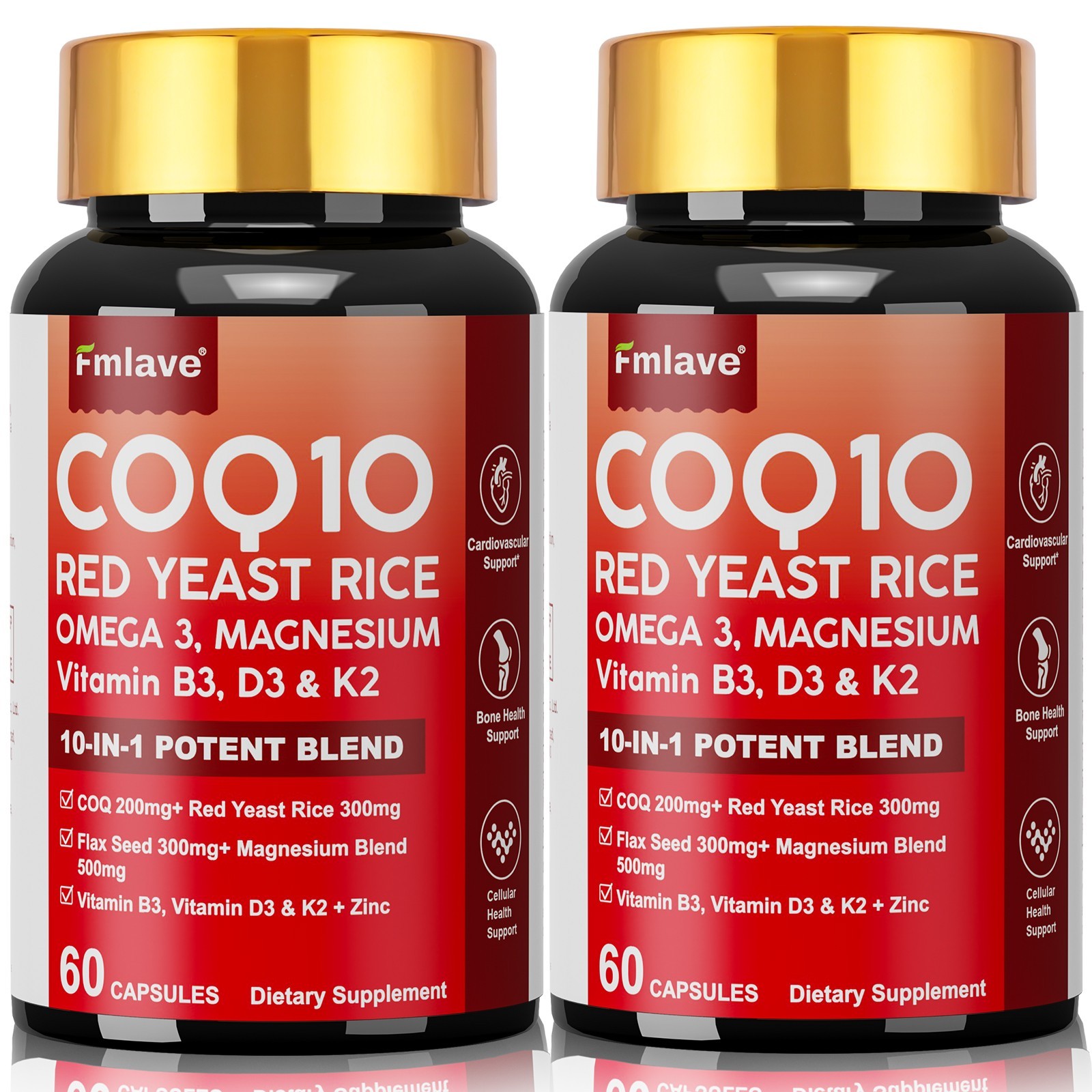 2pc Coq10 200 Mg 120 caps Coq10 Supplement – CQ10 Coenzyme with Omega 3 & D3 K2