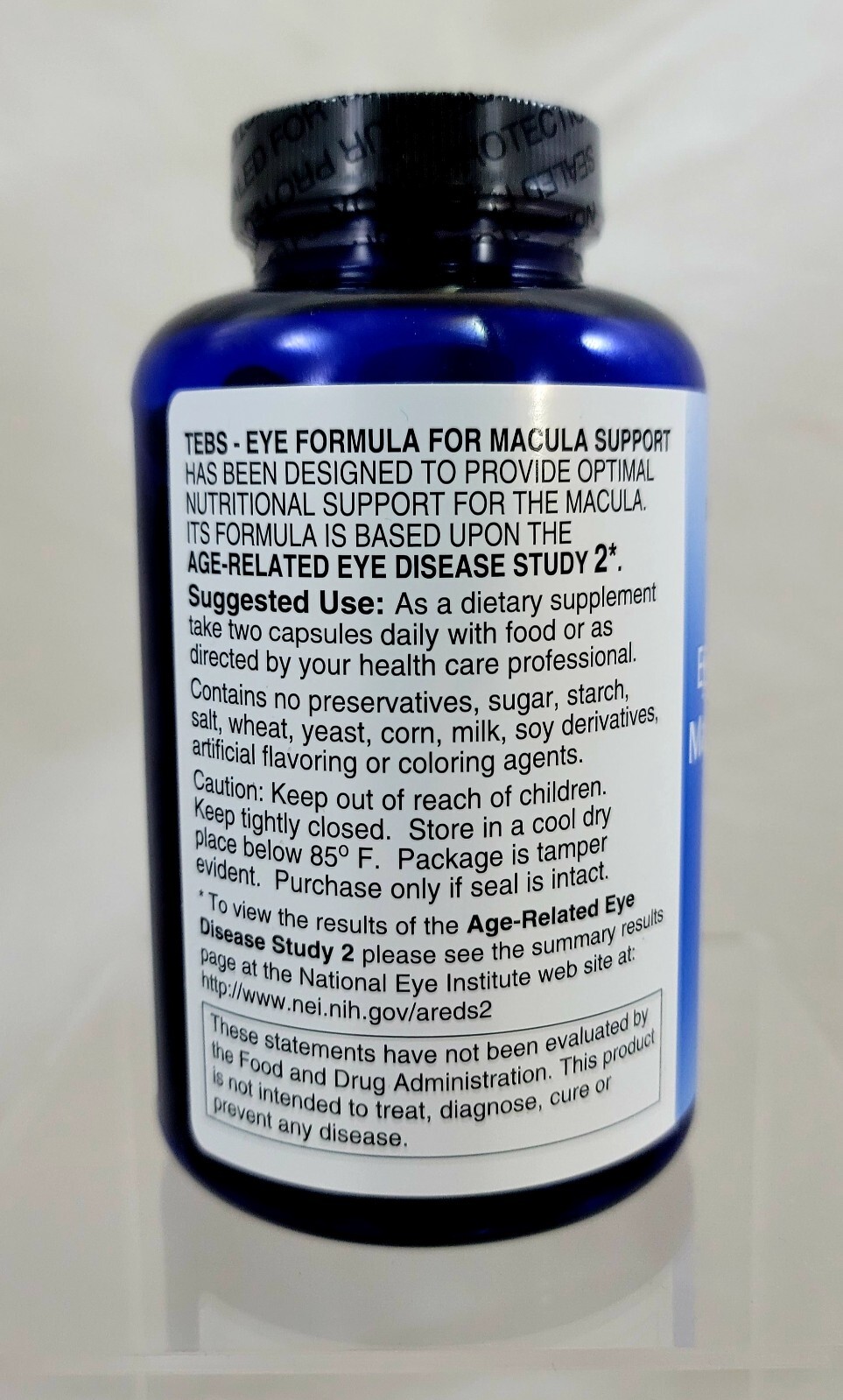 1 Bottles TEBS for Macular Degenaration Eye Vitamins AREDS 2 – 3 Months Supply