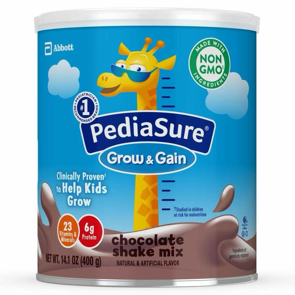 PediaSure Grow & Gain Shake Mix Powder, Chocolate 14.1 Ounce (Pack Of 3 Cans)