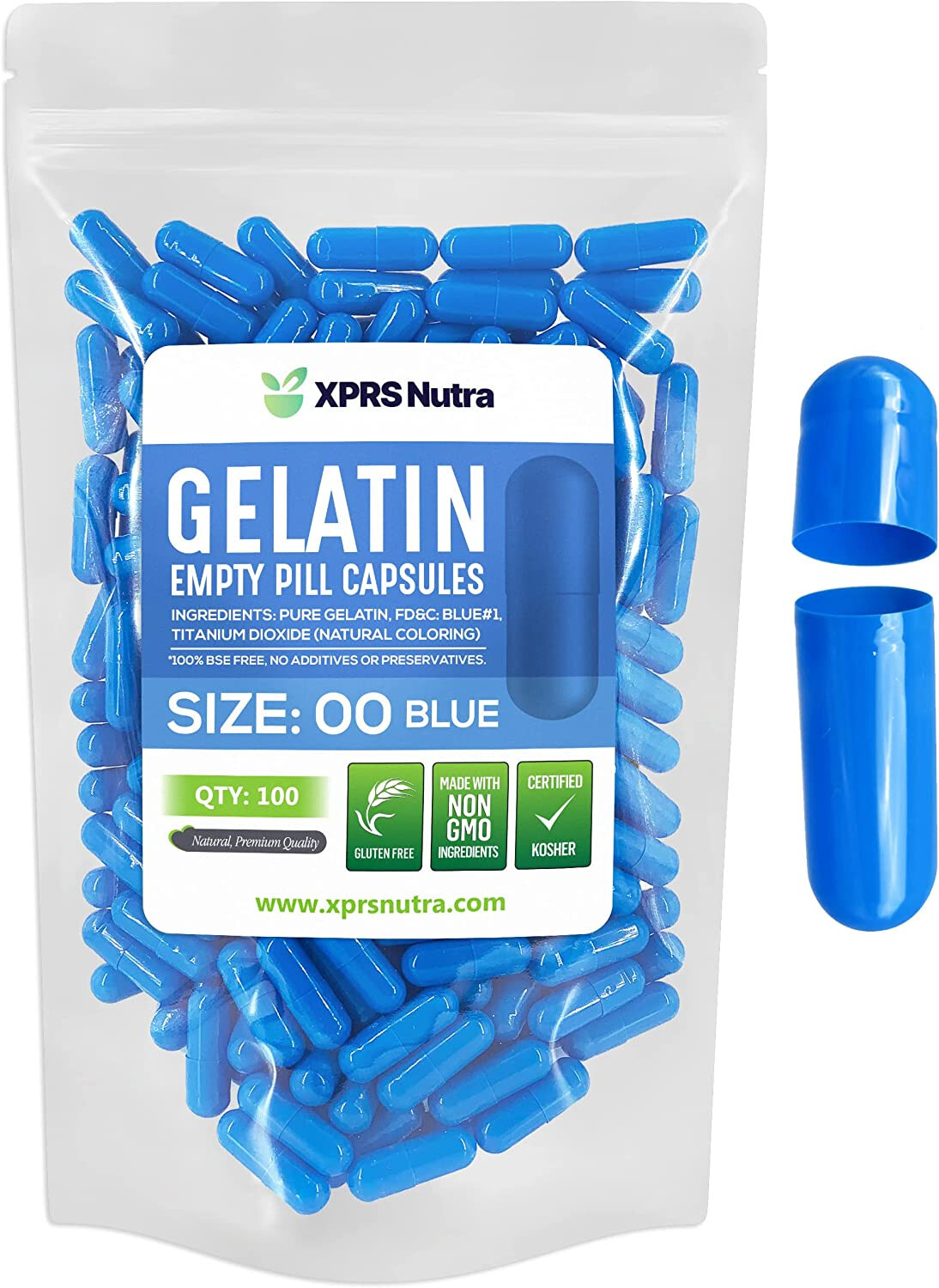 Capsules Express- Size 00 Blue Empty Gelatin Capsules Gelcaps Caps