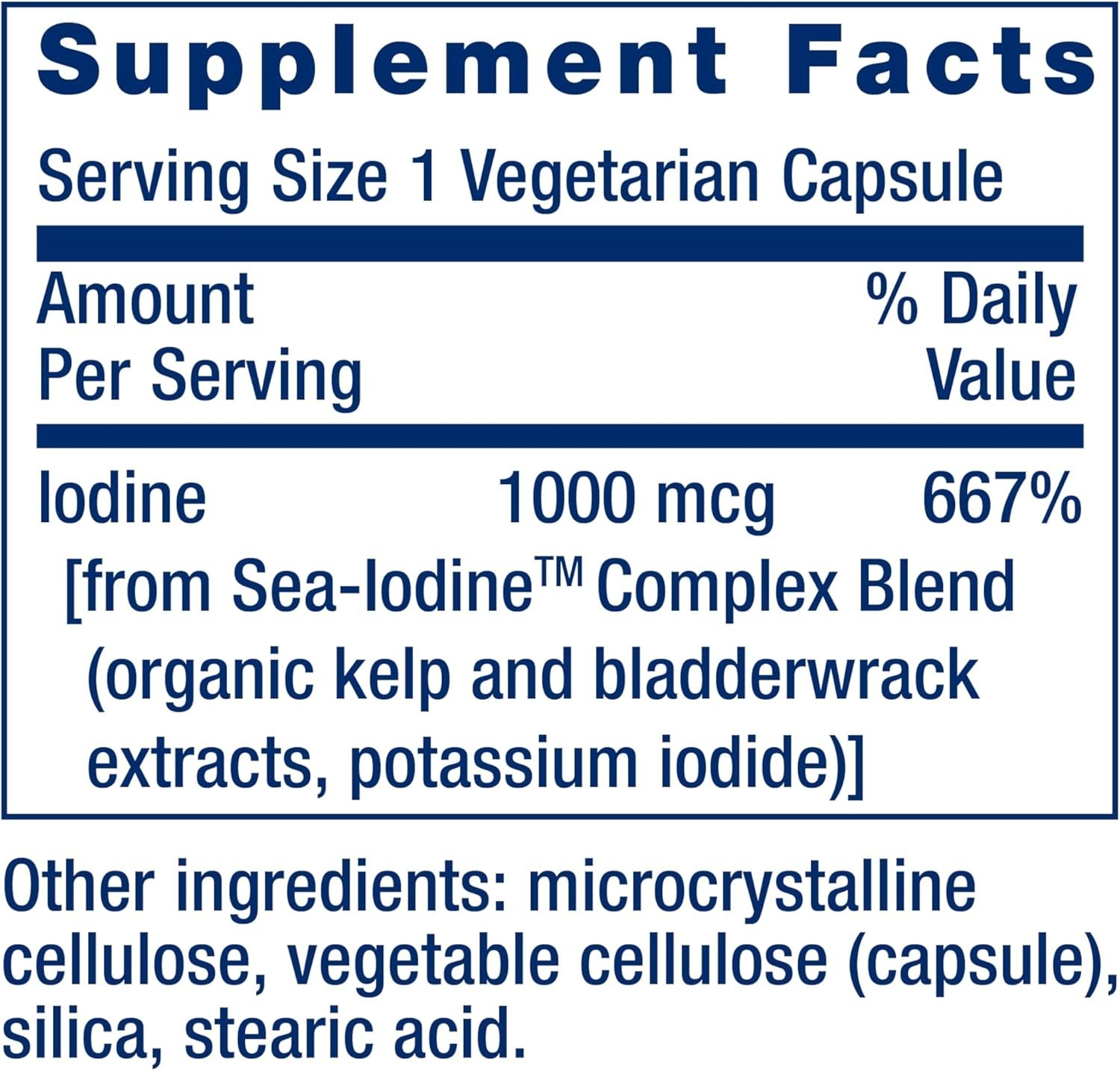 Life Extension Sea-Iodine 60 Capsules Thyroid Support Kelp Bladderwrack Iodine..