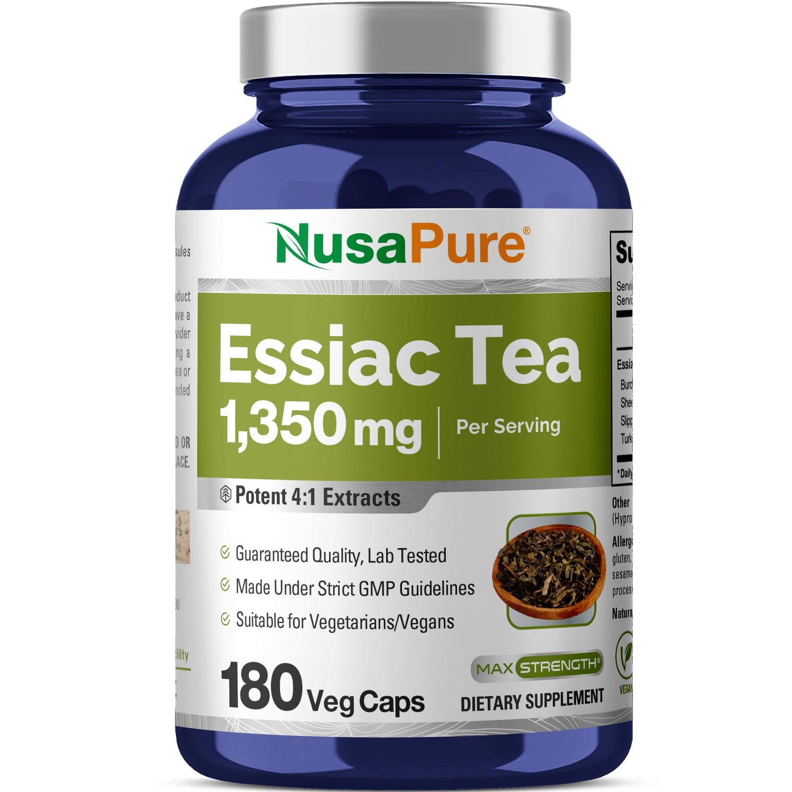 Essiac Tea 1350 mg – 180 Veggie Caps for Detox and Wellness Support