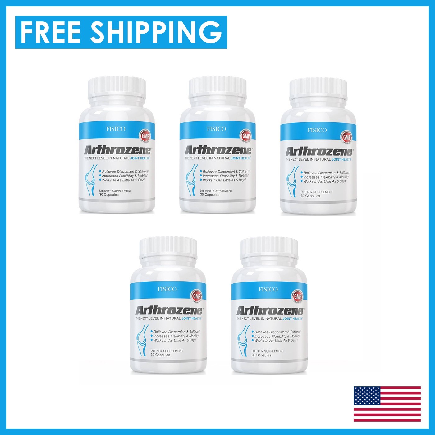 PACK OF 5 – Fisico Arthrozene Natural Joint Health Supplement 30 Capsules – SALE