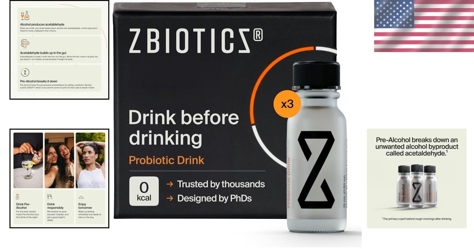 Travel-Friendly Zbiotics Probiotic – 3-Pack of 0.47 Fl Oz Bottles for Digestion