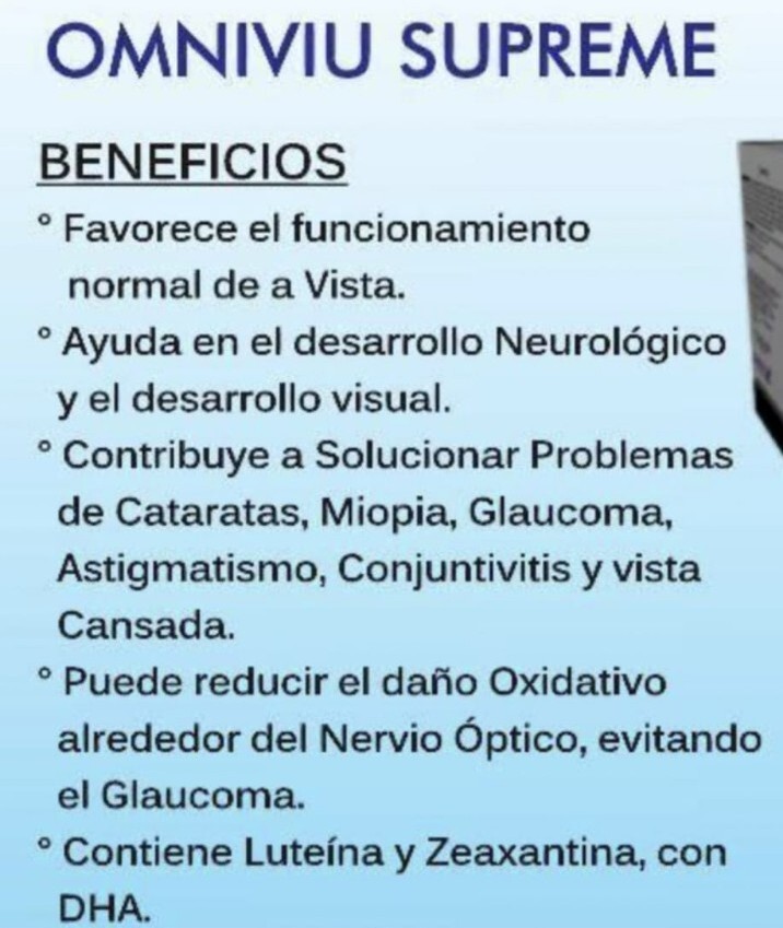 omlviu supreme omniviu vision saludable Funcion Visual,luteina,zeaxantina,dha