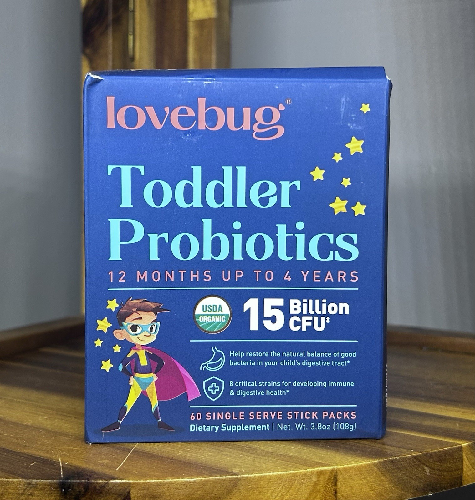 Kids Probiotic Powder 60 Pack LOVEBUG Toddler Immunity Gut Health Organic 1-4