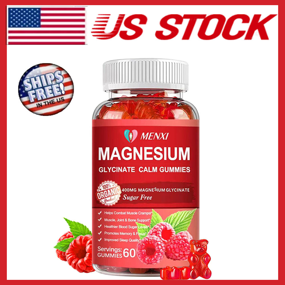 60PCS Magnesium Glycinate Gummies High Strength Muscle Joint Bone Support 400mg
