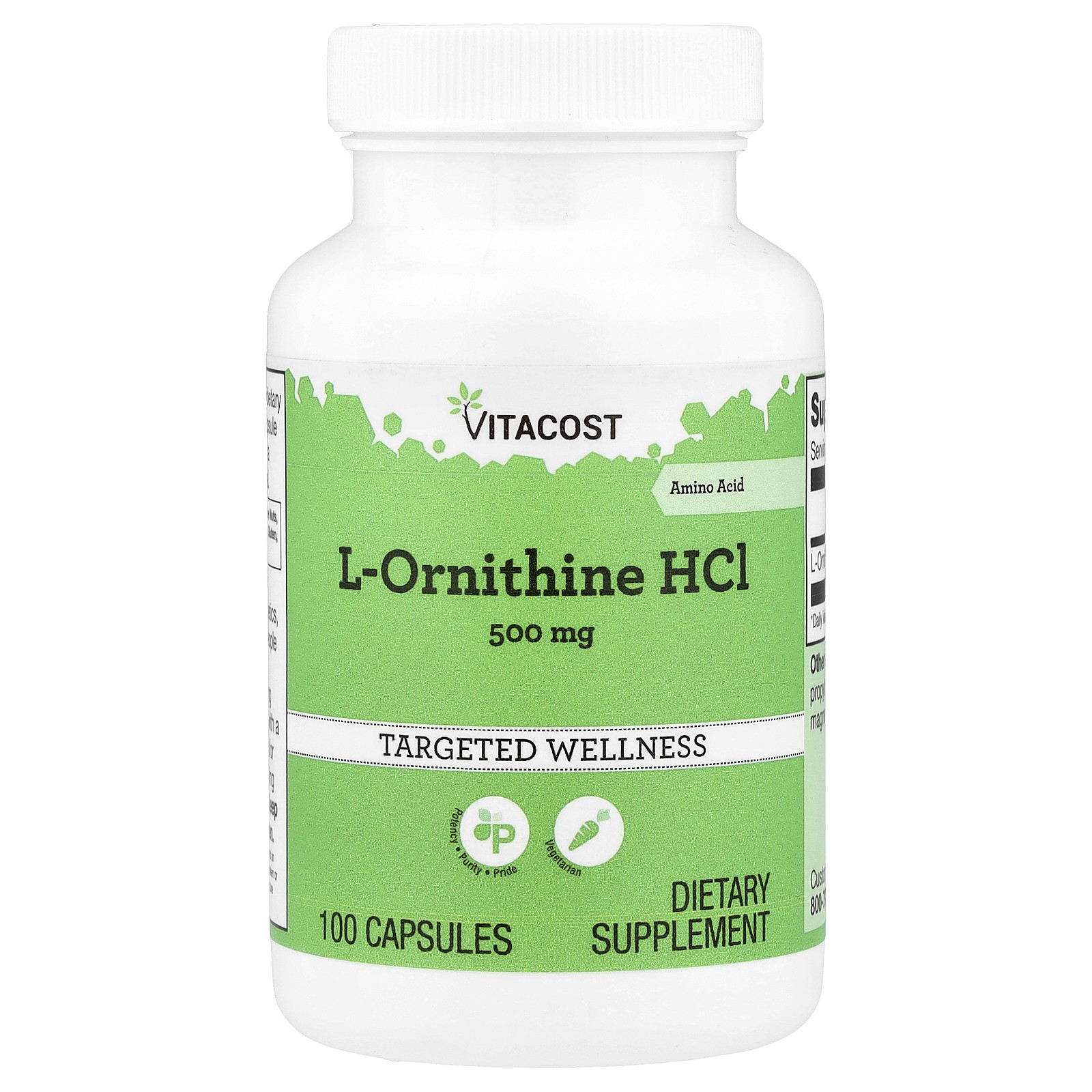 L-Ornithine HCl, 500 mg, 100 Capsules