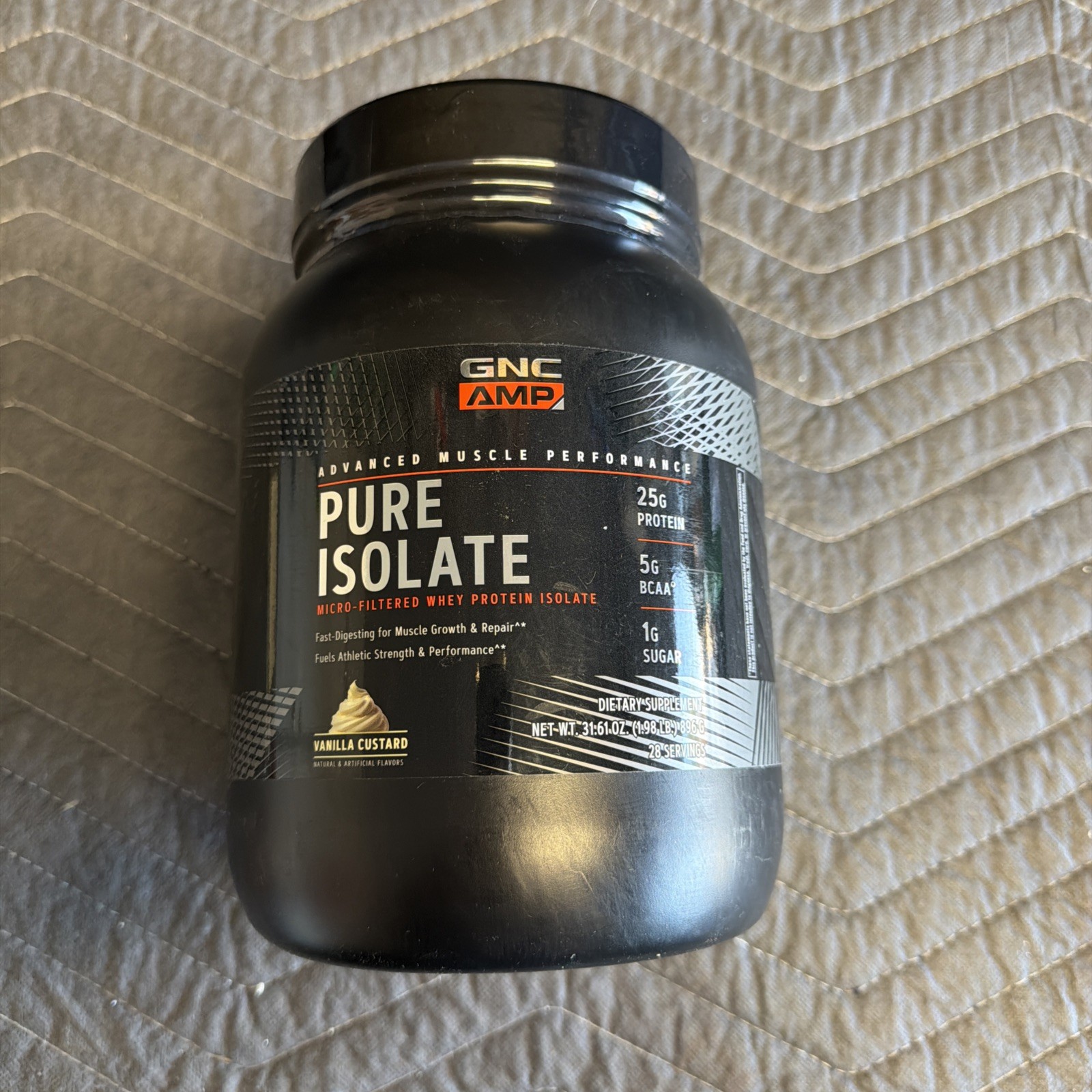 GNC AMP Pure Isolate Whey Protein Vanilla Custard 28 Servings Exp 03/2027