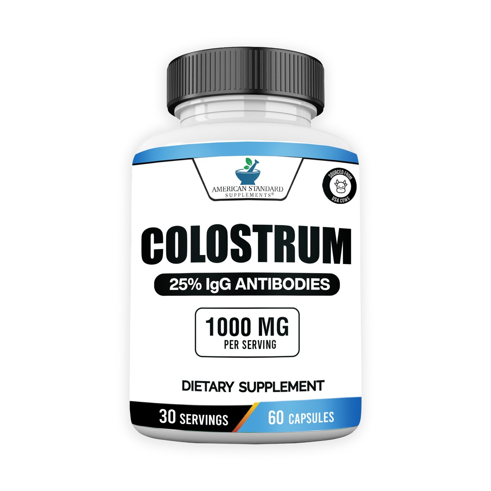 Colostrum Capsules – 1000mg Per Serving, 60 Capsules, USA Sourced Cow