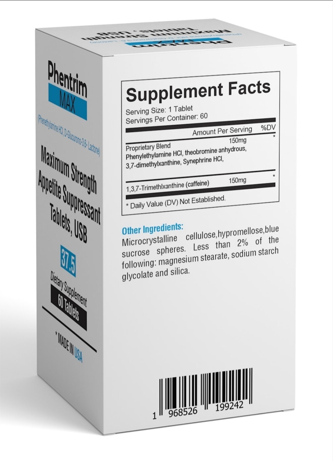 Phentrim Max 37.5 Max weight loss tablet appetite suppressant and energy tablet