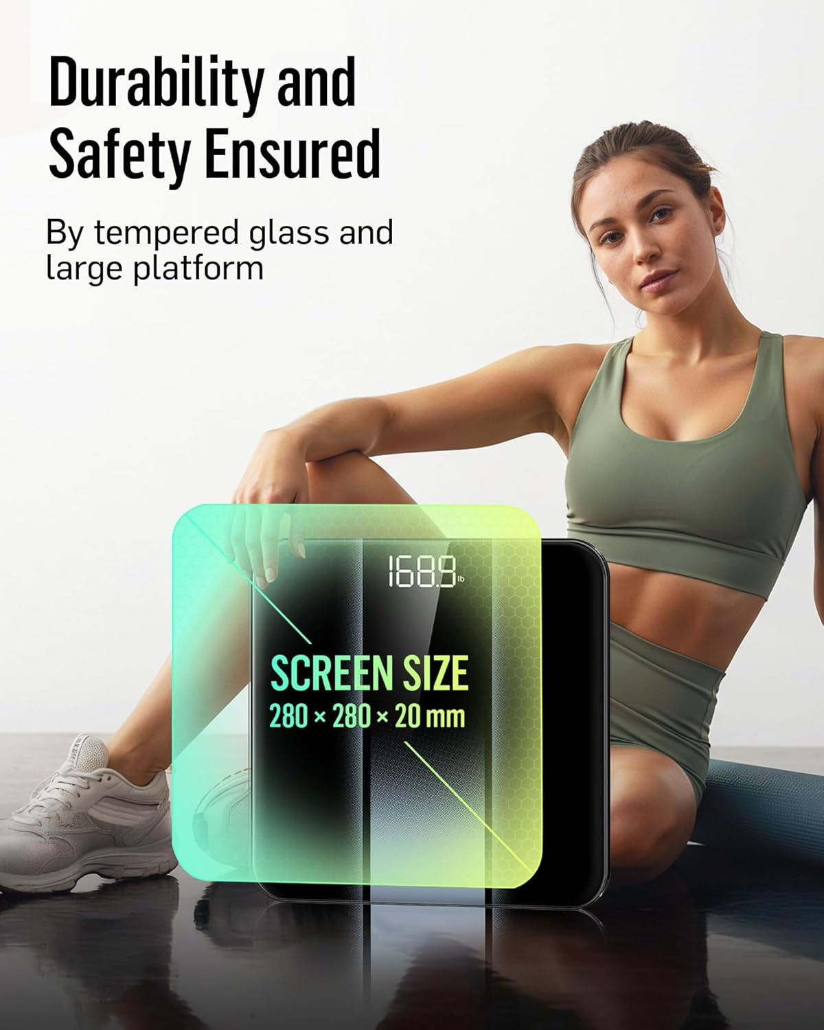 Digital Bathroom Scale 400lb LED Display High Precision Tempered Glass Silver