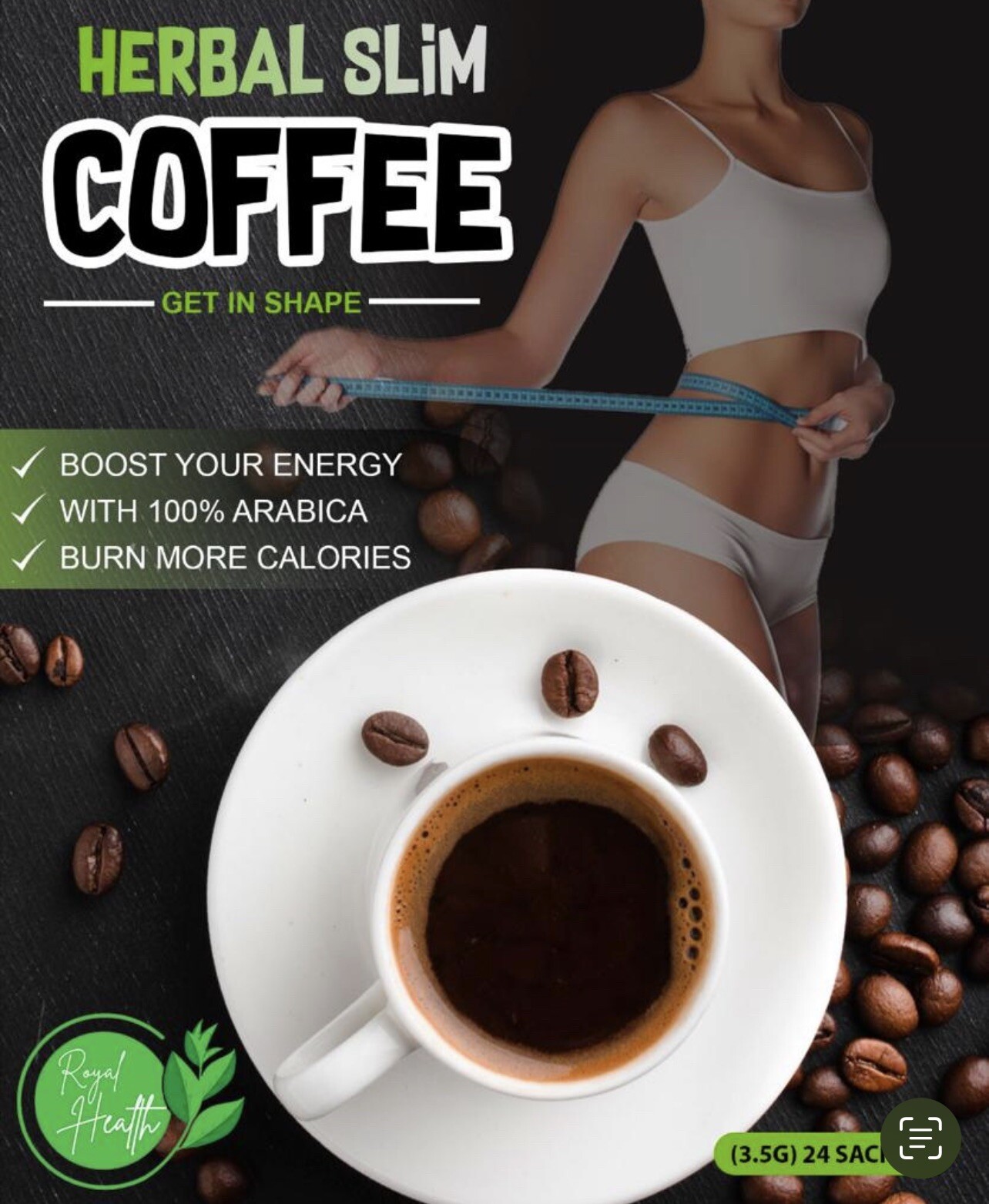 Slim Coffee with 100% Arabic Black Coffeee Ganoderma Control Weight Loss New