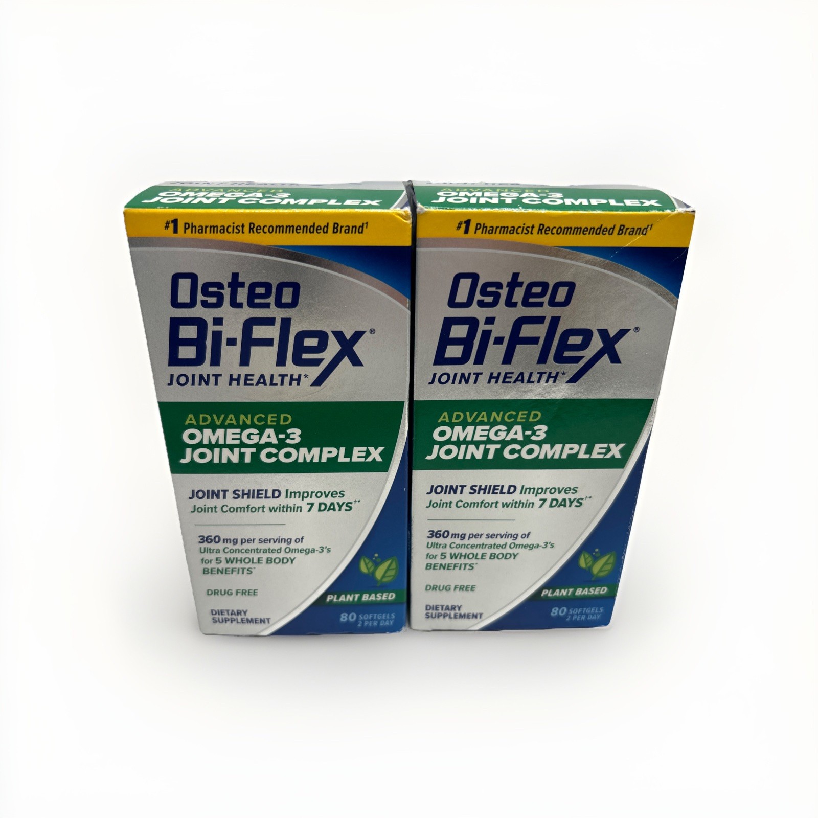 2Pk Osteo Bi-Flex Joint Health Advanced Omega-3 Plant Based 80 Gels Exp 02/2027
