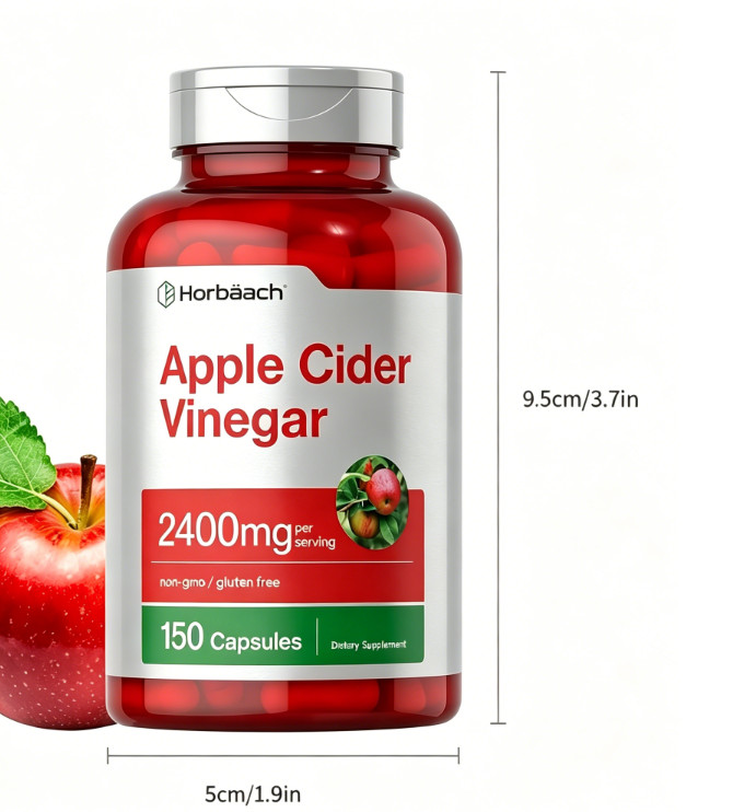 Apple Cider Vinegar Capsules 2400mg,Non-GMO & Gluten Free, 150 Count