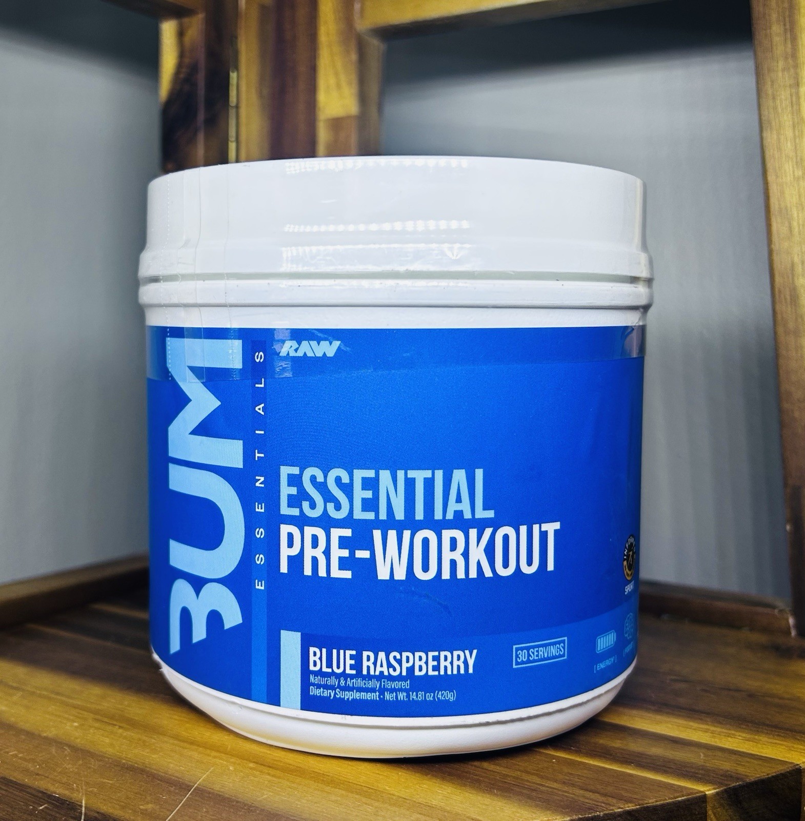 Bum, Essential Pre-Workout, Blue Raspberry, 14.81oz (420g) Exp 05/27-NEW SEALED
