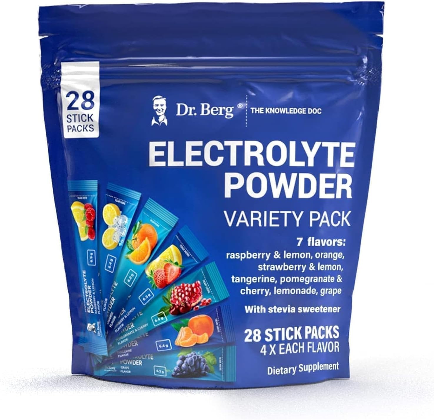 Keto-Friendly Electrolyte Mix by Dr. Berg – 7 Flavors, 28 Packets for Hydration