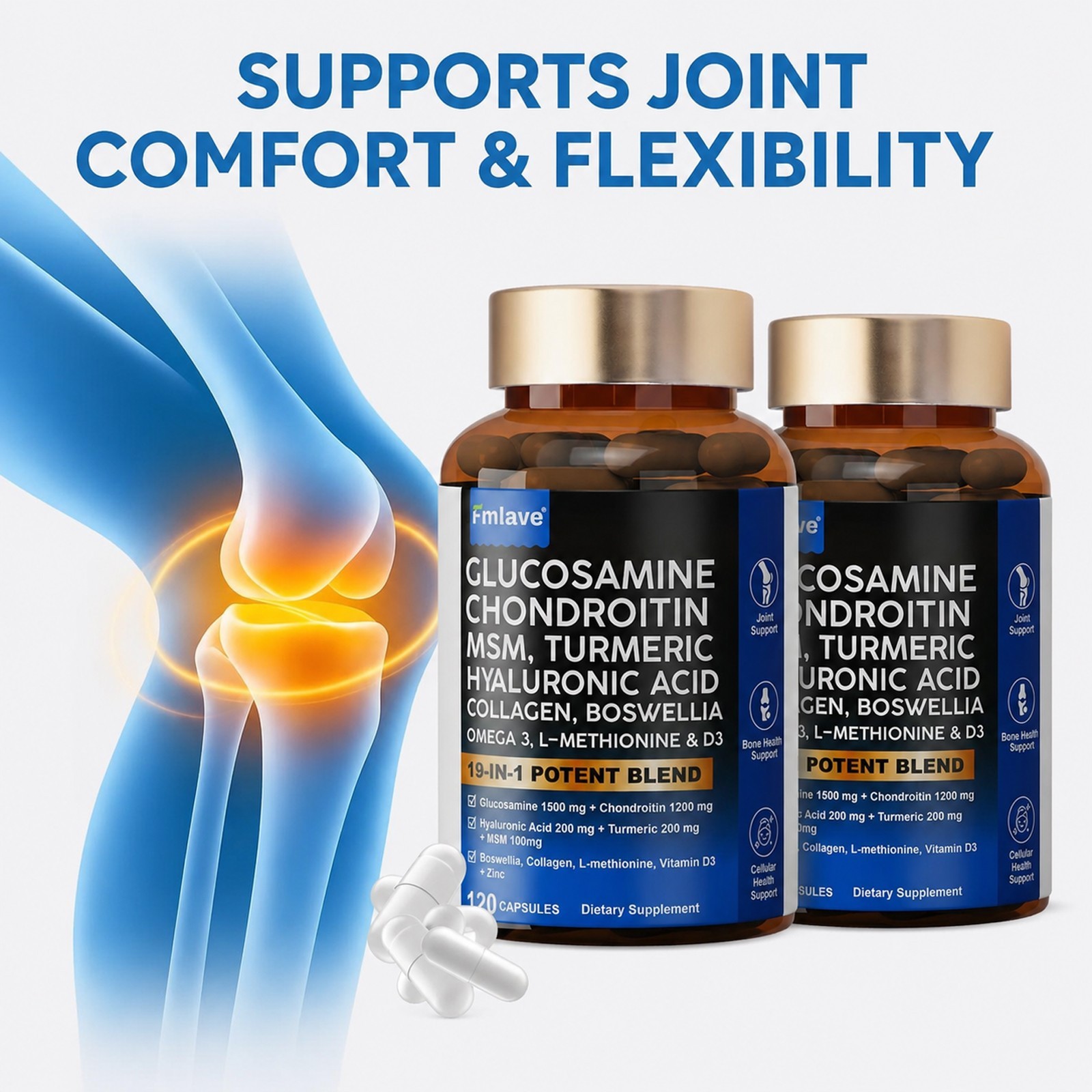2x Glucosamine Chondroitin Turmeric MSM Triple Strength Joint Support 240 caps