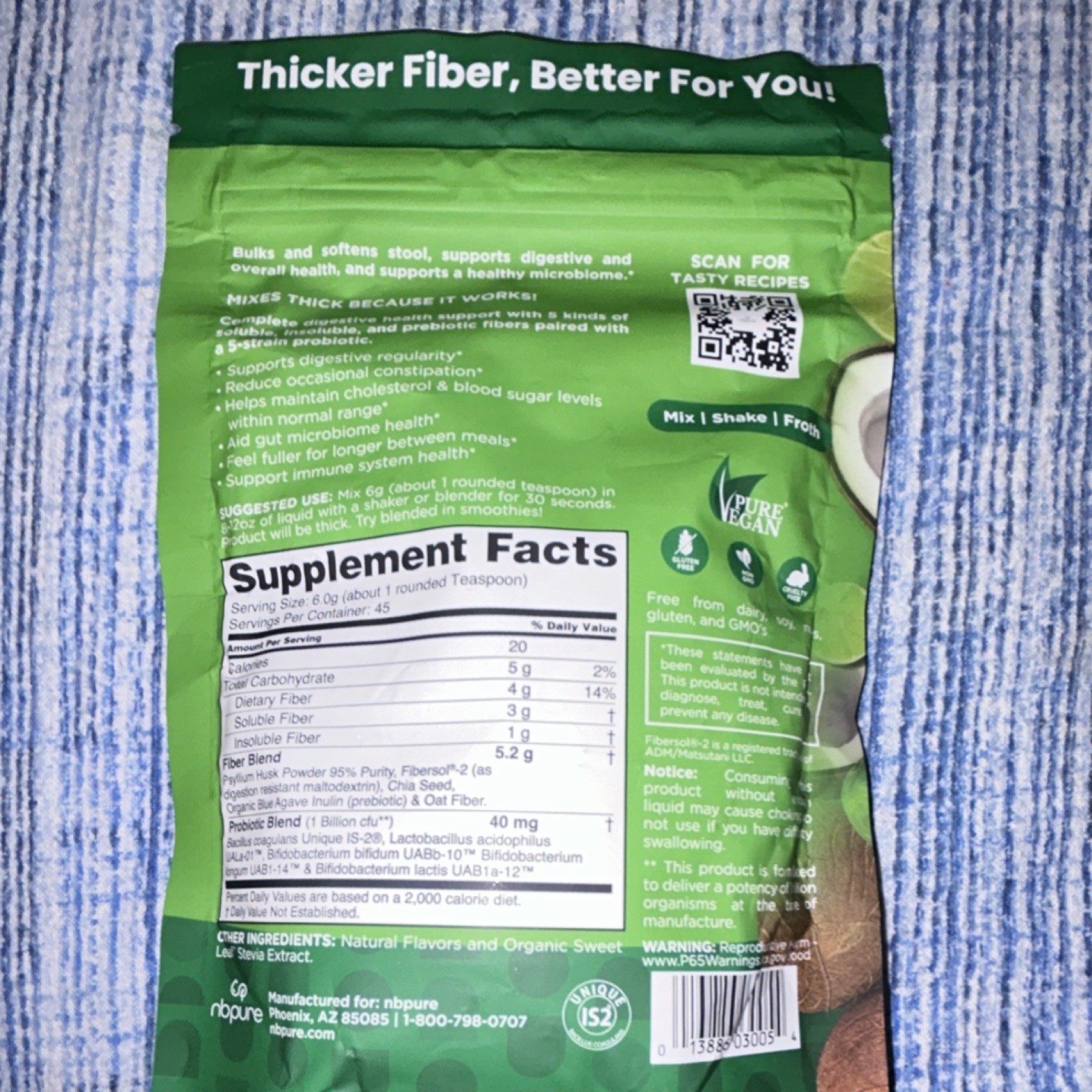 nbpure Daily Multi-Fiber Powder Coconut Lime 270g Digestive Vegan Gluten-Free