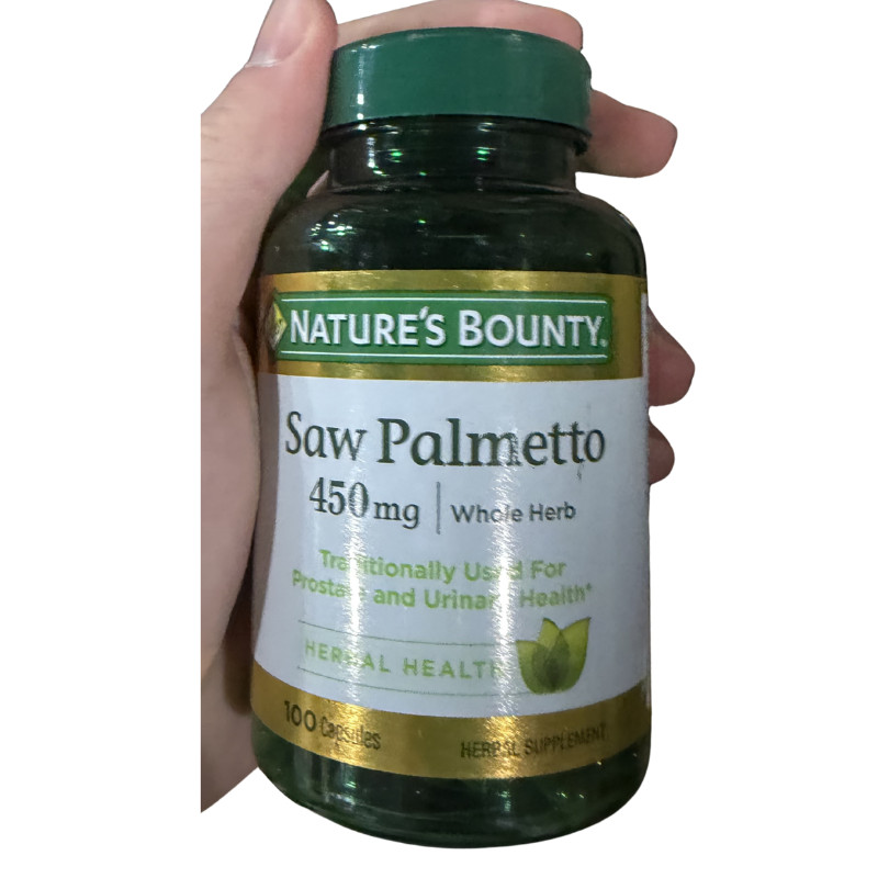 Nature’s Bounty Saw Palmetto 450mg Whole Herb Capsules 100 Ct Supplement NEW